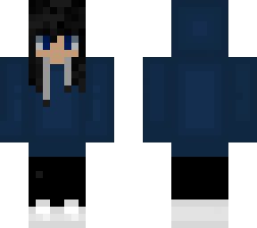 navy blue sweatshirt w/ hood - girl - black hair