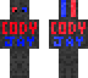 red and blue with my name