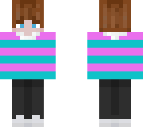 blue/pink sweater w/ white collar