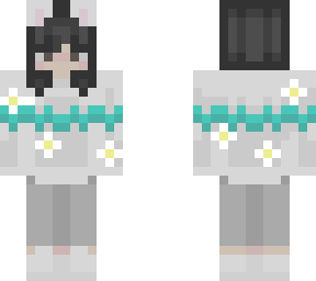nihachu with black hair, flowers and a different sweater :d