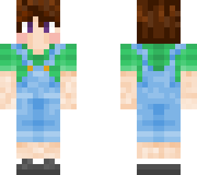 overalls/ green shirt
