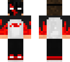 white black and red hoodie with sweat mask