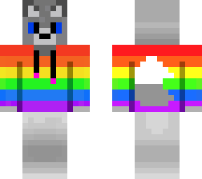 wolf with rainbow hoodie