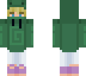 short blond hair girl in karl jacobs frog hoodie