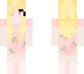 blond girl in strawberry dress