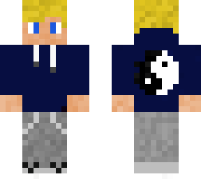 blonde casual hoodie dude with yin-yang symbol on back