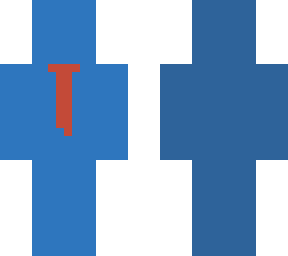 blue with red tie