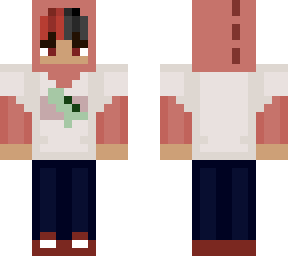 person in red dino hoodie