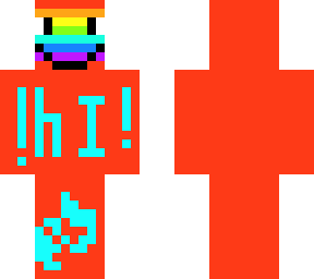 weird rainbow face red man