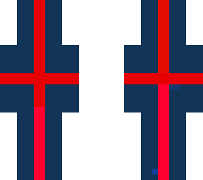 covered in blue and red