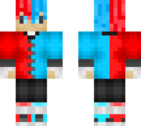 half blue half red