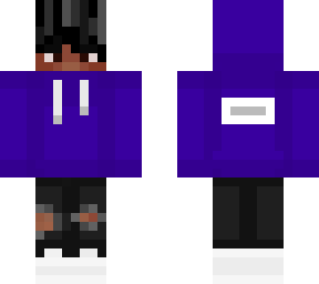 purple hoodie hood on