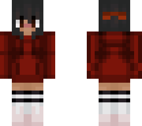 red hoodie girl w/ brown hair