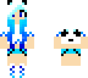 blue pastel panda girl with hoodie