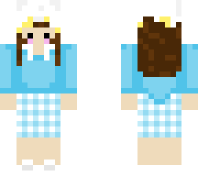 blue sweater with egg hat