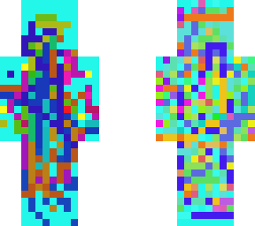 cyan whit different paints on