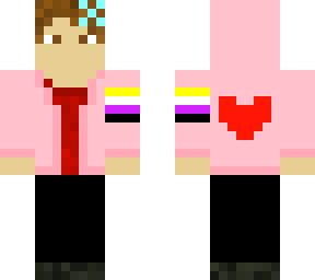 pink sweater w/ nonbinary flag sleeve :)