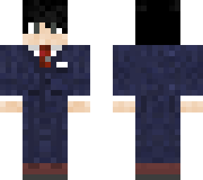 black hair blue suit boy