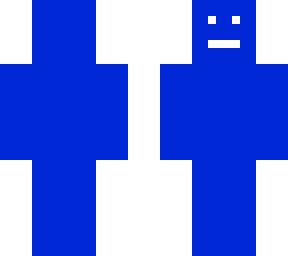 fully blue with straight face