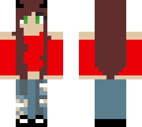 girl in red with devil horns