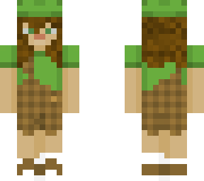 green and brown girl w overalls