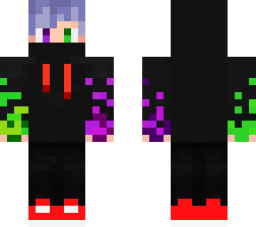 hooded boy with green and purple flames