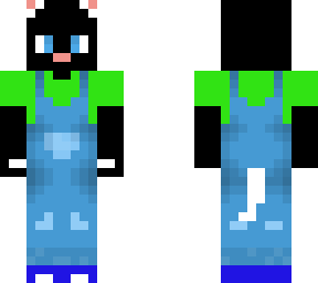 kid black cat in overalls and green shirt  3.0.0