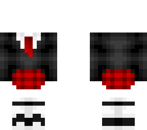 ob - black school girl outfit w/ red skirt