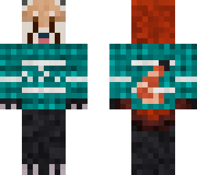 red panda with cyan sweater
