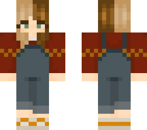red sweater overalls split hair fixed