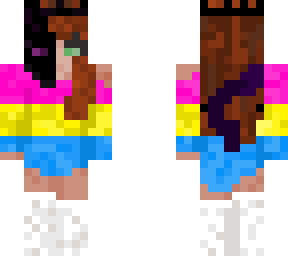 ender person wearing oversized pan flag hoodie with white socks