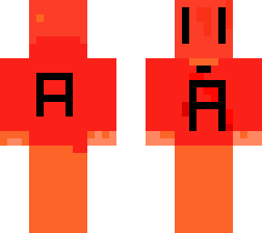 red and orange with hoodie that has the letter "a"