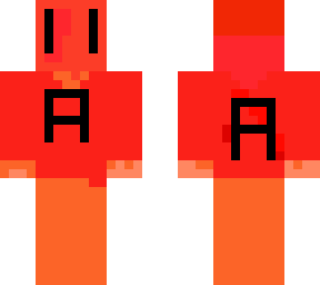 red and orange with hoodie that has the letter "a"