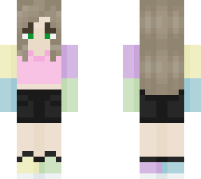 color block with black shorts and small eyes