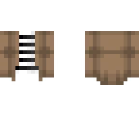 ob - brown coat w/ black & white shirt