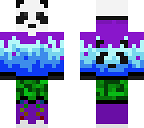 panda in a blue and purple hoodie