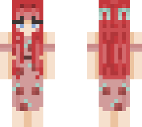 red head strawberry dress