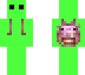 alien with and axolotls bag