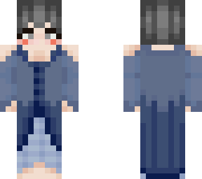 blue dress lady with horns and rosy cheeks
