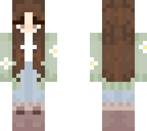 daisy sweater girl with dark brown hair