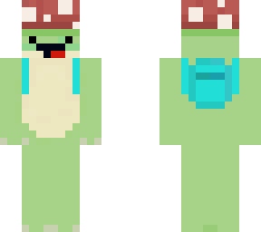 frog with blue backpack