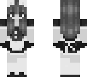 greyscale cat girl maid
