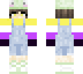 nonbinary shirt w/ overalls and frog hat