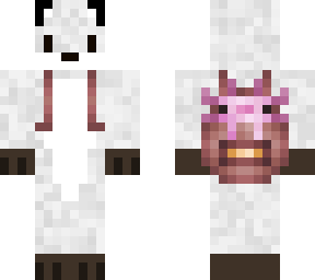 white fox with axolotl in backpack