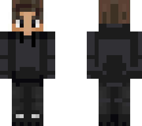 purpled with black hoodie and brown hair