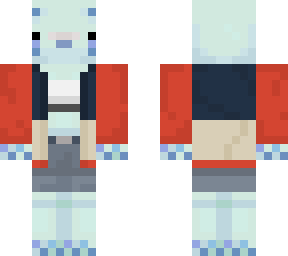 axolotl with crop top and blue jean shorts