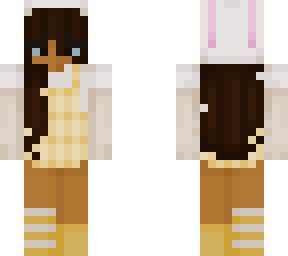 plaid yellow dress and bunny hat girl