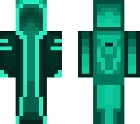 teal cloaked figure
