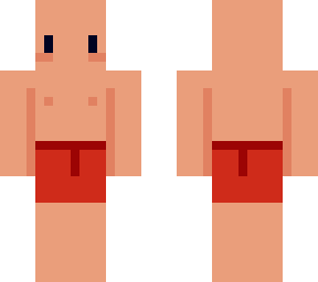 bald man in red shorts