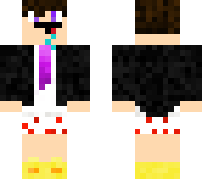 very pog derpy boy in a suit with duck slippers and underwear